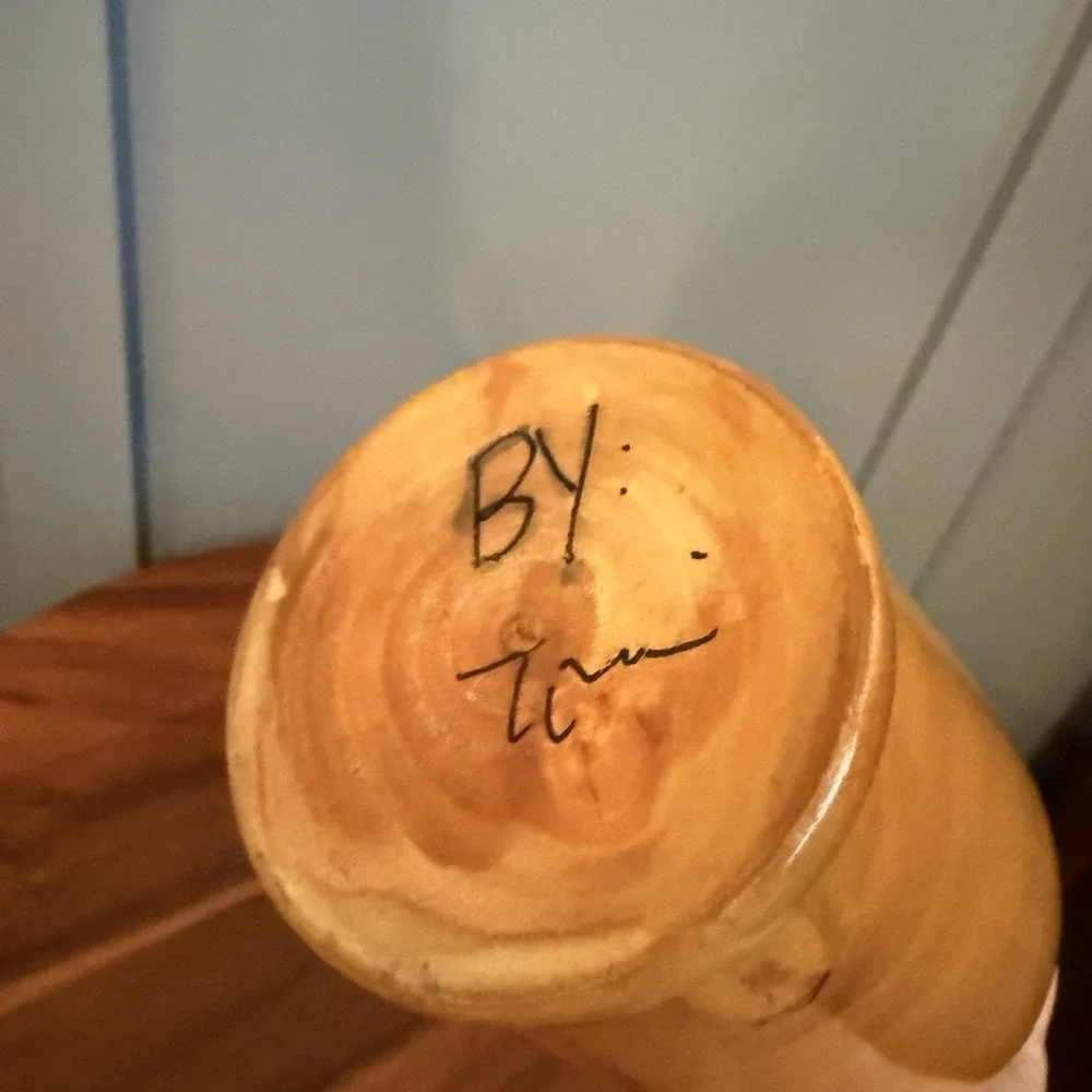 Vintage Hand Painted Wood Vase 12